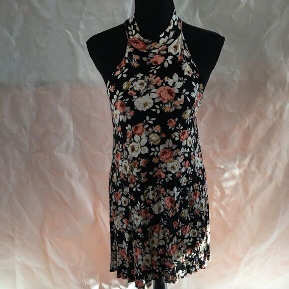 Flowy Vibe sz M dress Flower pattern choker top - Picture 1 of 7